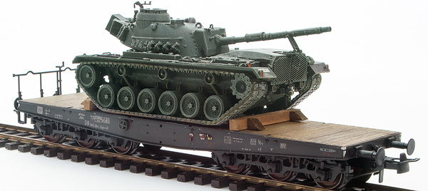 REI Models 6870060 - BRD German Bundeswehr M48 A2G Patton loaded on a six axle flat car  